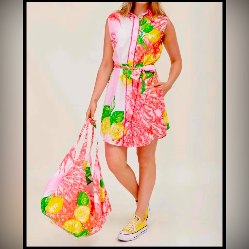 Carlotta Dress In Coral Lemon